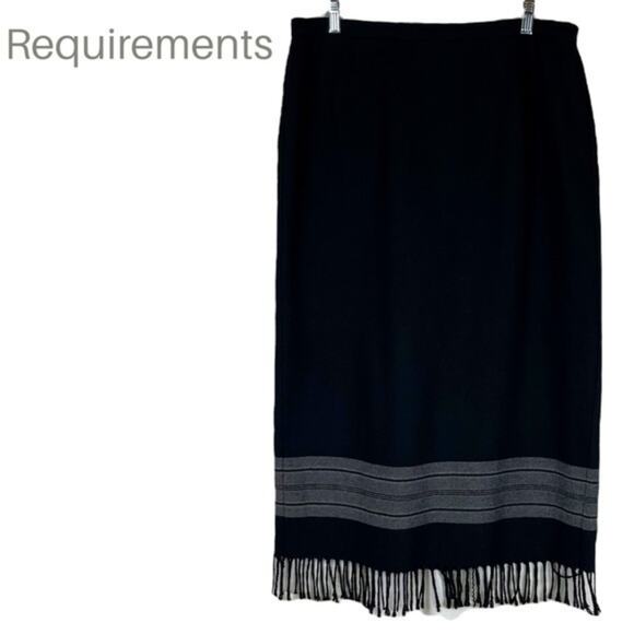 Requirements Black & Gray Wool Blend Maxi Skirt 80s Vintage Size 16 - Picture 1 of 12